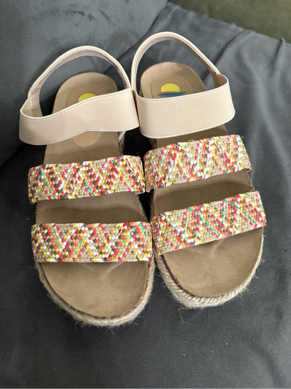 Women’s Neutral Pink Multicolor Woven Strap Sandals